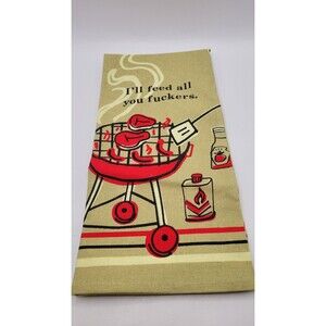 NEW Blue Q Dish Towel “I’ll Feed  All You F#ckers” Mod Retro Style
